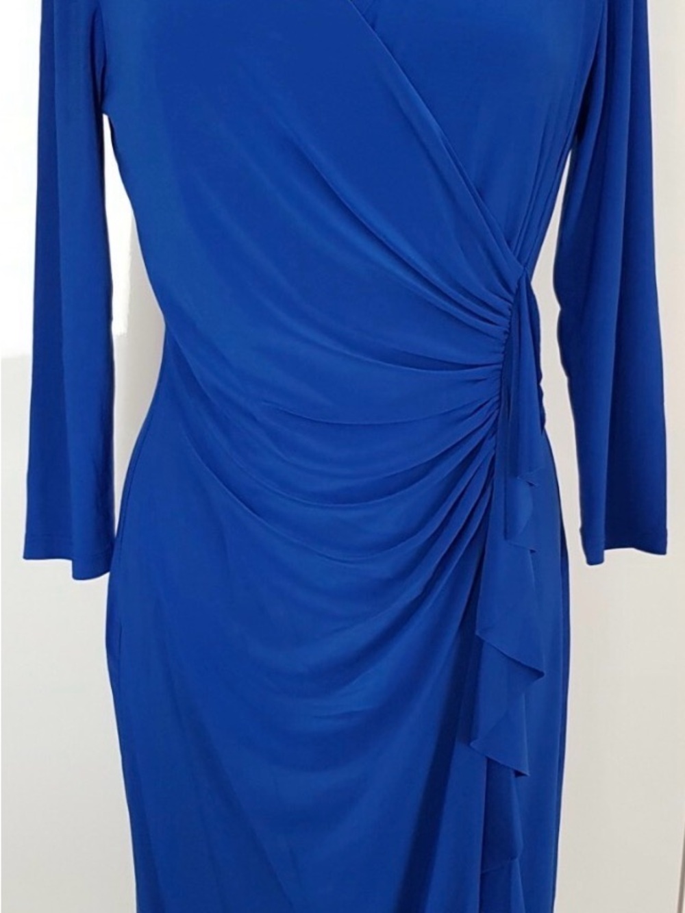 American Living Cobalt Wrap-Style Long Sleeve Dress